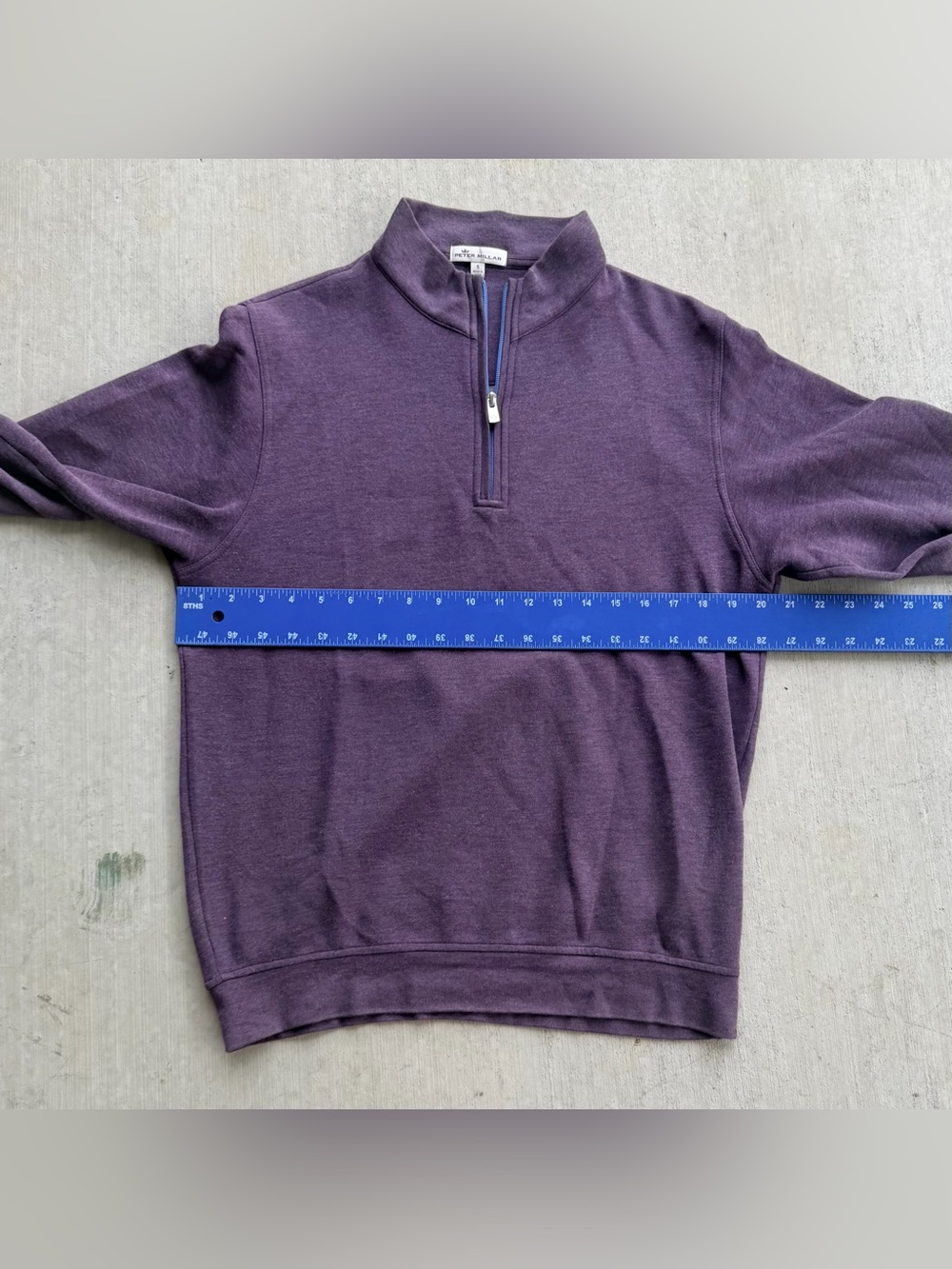 Peter Millar 1/4 Zip Performance Sweatshirt Small Heather Purple Stretch Golf - Picture 6 of 7